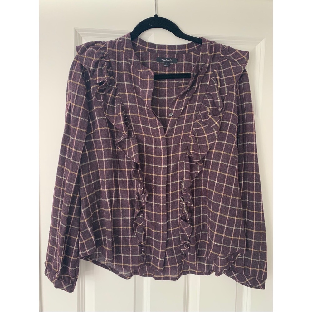 Madewell ruffle button down shirt